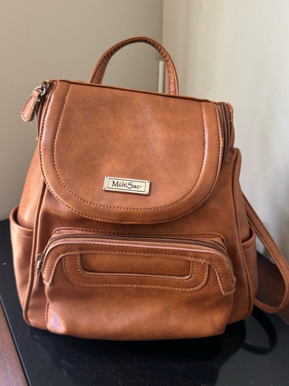 MultiSac Tan Faux Leather Women's Backpack